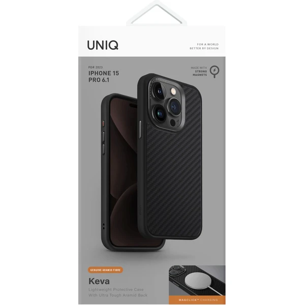 UNIQ Keva MagClick ochranný kryt iPhone 15 Pro Carbon černý iWant cz