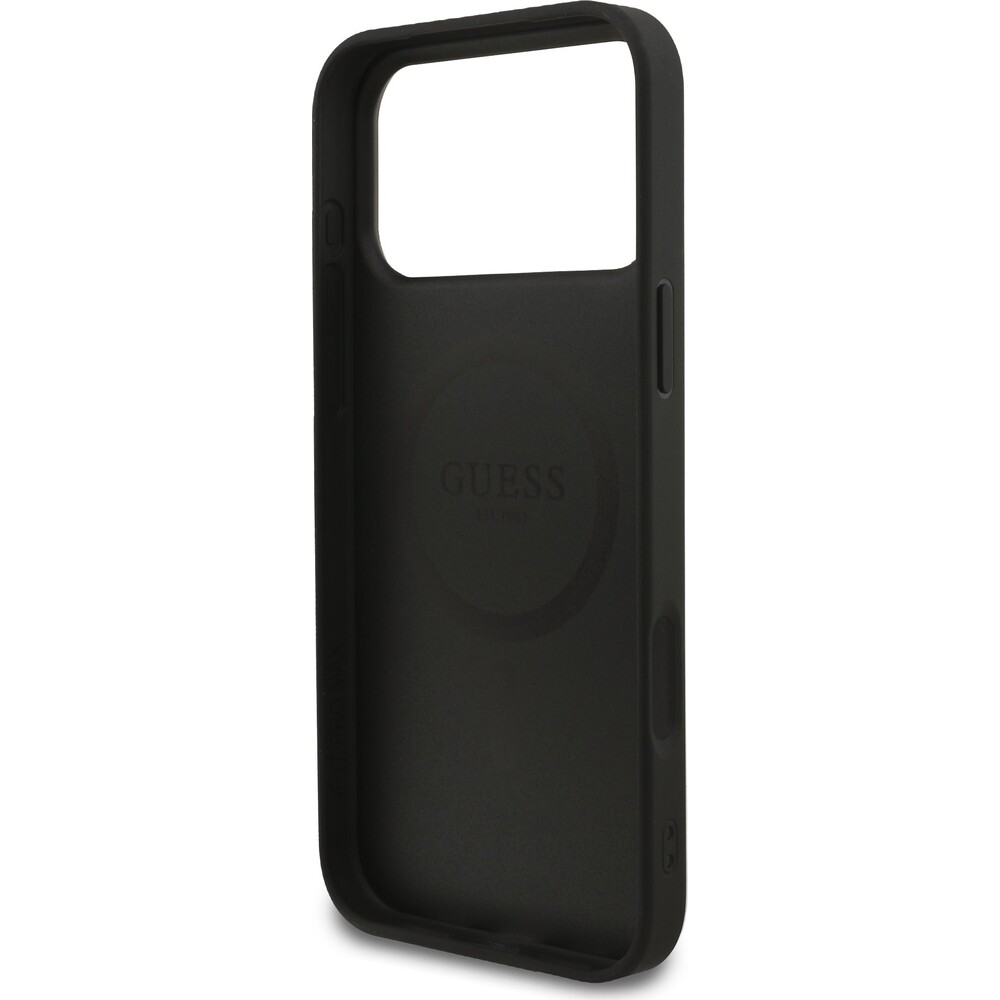 Guess-PU-Leather-4G-Colored-Ring-MagSafe-Zadni-Kryt-pro-iPhone-17-Pro-Max-cerny