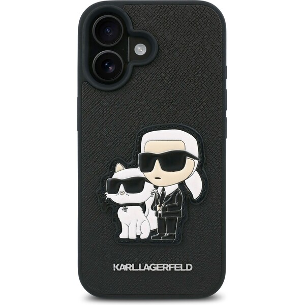 Karl-Lagerfeld-PU-Saffiano-Karl-and-Choupette-kryt-pro-iPhone-16-Plus-cerny