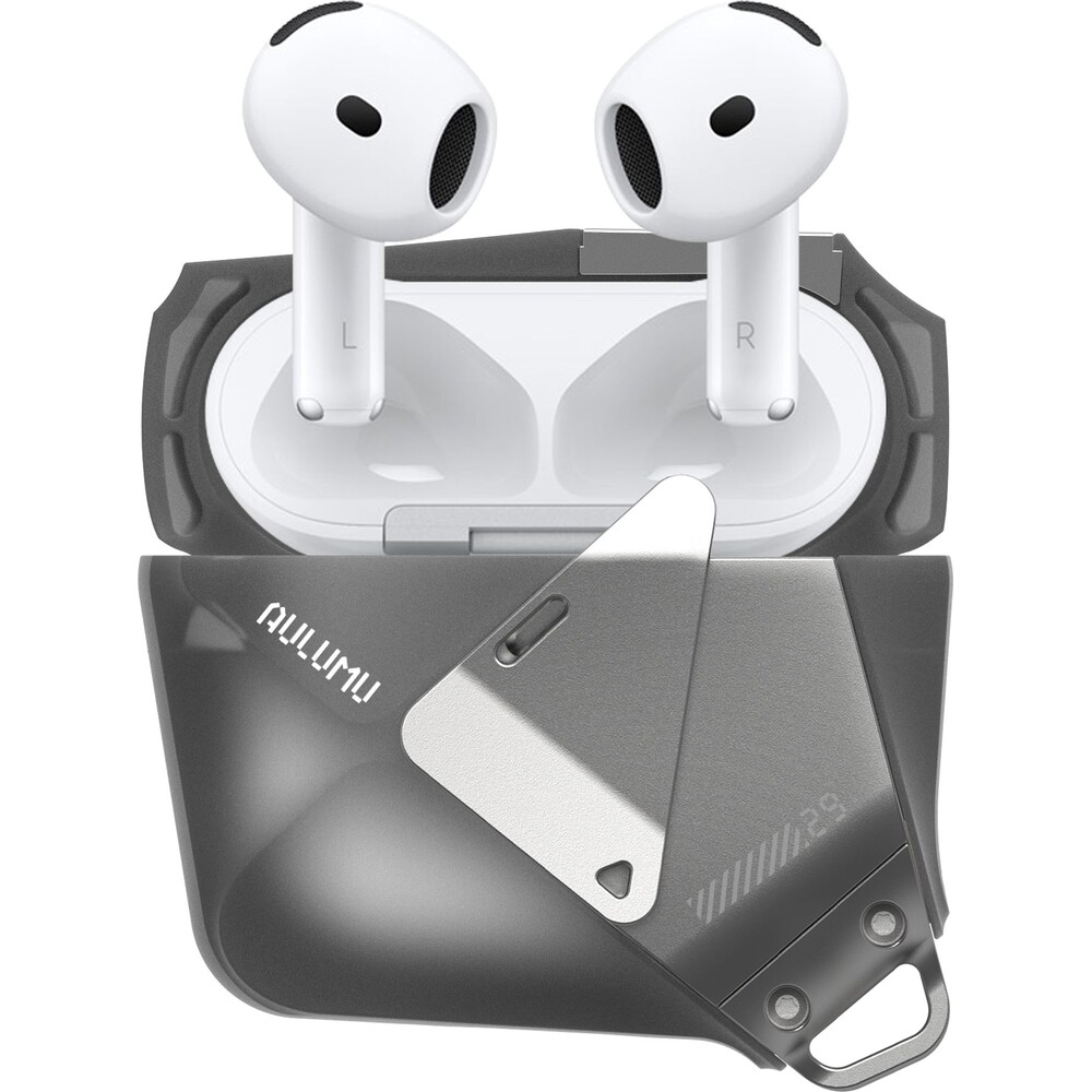 Aulumu-A29-Geometric-Case-pouzdro-AirPods-4-Translucent-Gray
