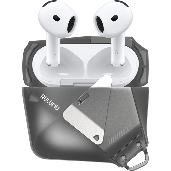 Aulumu-A29-Geometric-Case-pouzdro-AirPods-4-Translucent-Gray