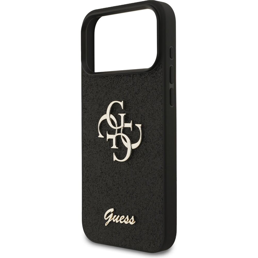 Guess-PU-Fixed-Glitter-4G-Metal-Logo-kryt-iPhone-17-Pro-Max-cerny