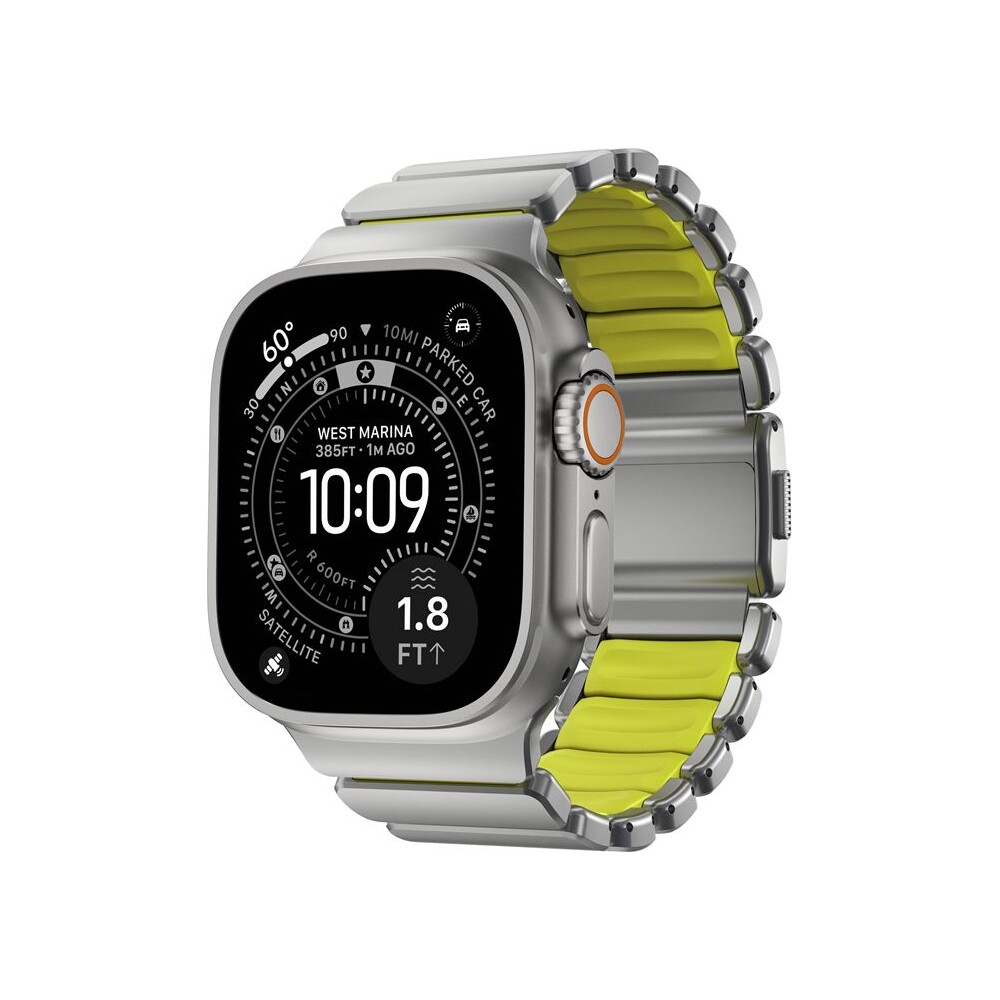 Nomad-Stratos-Band-FKM-reminek-Apple-Watch-45-46-49mm-Natural-Titanium-Volt
