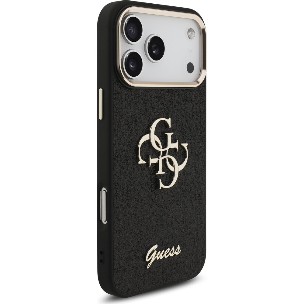 Guess-PU-Fixed-Glitter-4G-Metal-Frame-kryt-iPhone-17-Pro-Max-cerny
