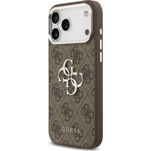 Guess-PU-4G-Metal-Logo-kryt-iPhone-17-Pro-Max-stribrny-hnedy