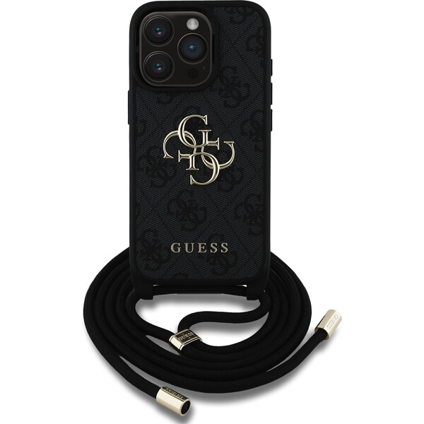 Guess-PU-4G-Metal-Logo-Crossbody-popruh-kryt-iPhone-15-Pro-Max-cerny