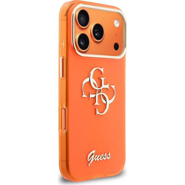 Guess-IML-4G-Script-Metal-Logo-kryt-iPhone-17-Pro-oranzovy