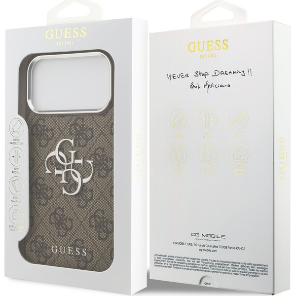 Guess-PU-4G-Metal-Logo-kryt-iPhone-17-Pro-Max-stribrny-hnedy