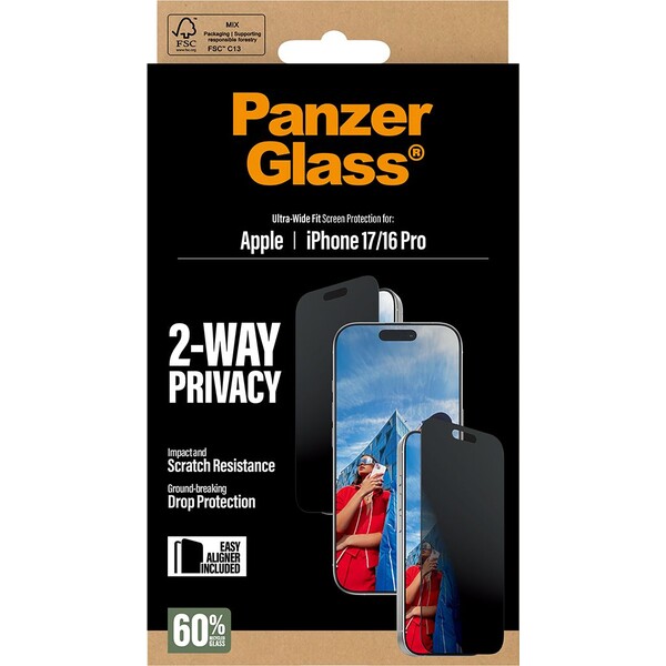PanzerGlass-Privacy-sklo-Apple-iPhone-17-16-Pro-s-instalacnim-rameckem