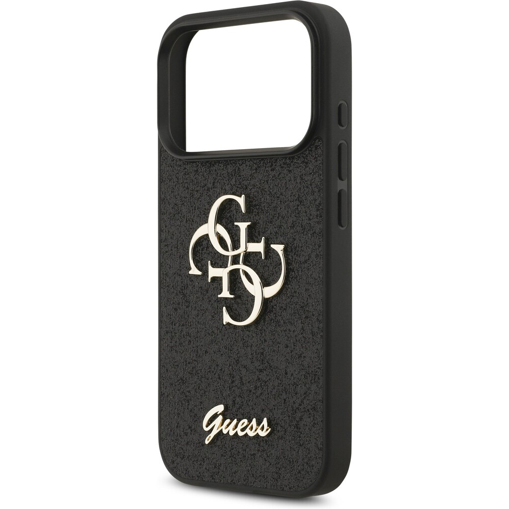 Guess-PU-Fixed-Glitter-4G-Metal-Logo-kryt-iPhone-17-Pro-cerny