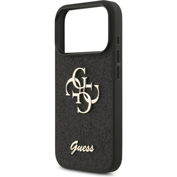 Guess-PU-Fixed-Glitter-4G-Metal-Logo-kryt-iPhone-17-Pro-cerny