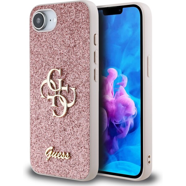 Guess-PU-Fixed-Glitter-4G-Metal-Logo-kryt-iPhone-17e-16e-ruzovy