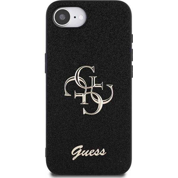 Guess-PU-Fixed-Glitter-4G-Metal-Logo-kryt-iPhone-17e-16e-cerny