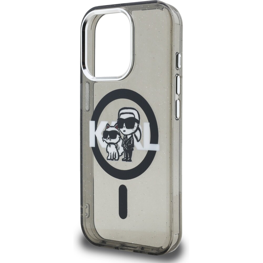 Karl-Lagerfeld-IML-Glitter-Karl-and-Choupette-Sketch-MagSafe-kryt-iPhone-15-Pro-cerny
