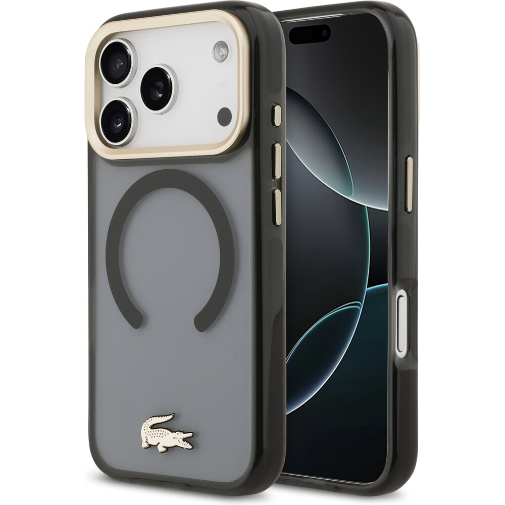 Lacoste-PC-TPU-Frosted-Finish-Gold-Logo-MagSafe-kryt-iPhone-17-Pro-cerny