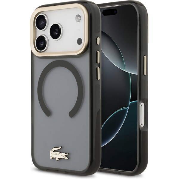Lacoste-PC-TPU-Frosted-Finish-Gold-Logo-MagSafe-kryt-iPhone-17-Pro-cerny