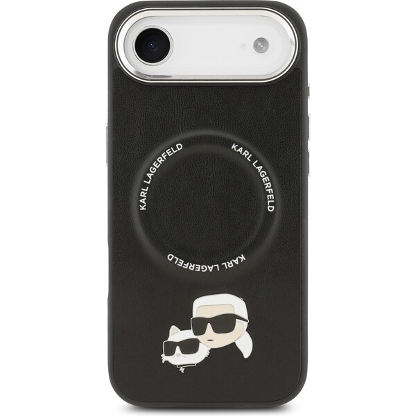 Karl-Lagerfeld-PU-Karl-and-Choupette-Heads-Pins-MagSafe-kryt-iPhone-Air-cerny
