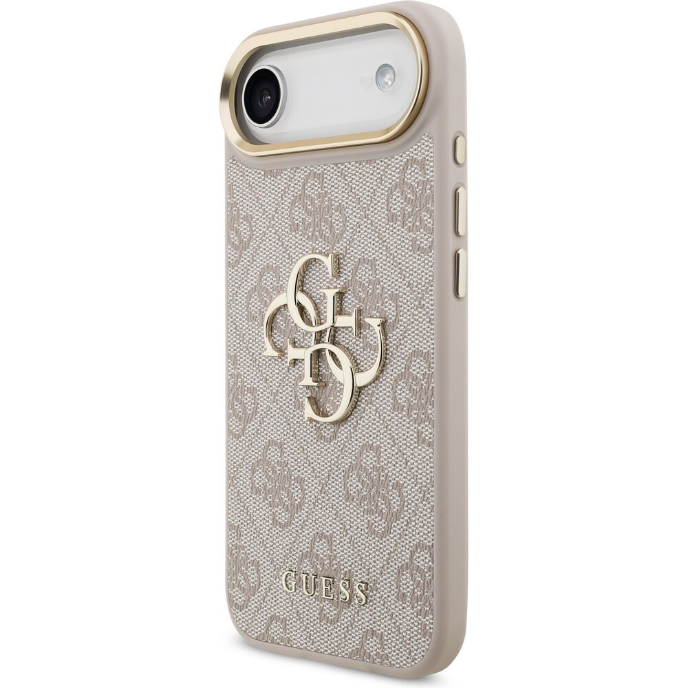 Guess-PU-Leather-4G-Metal-Logo-Gold-Frame-kryt-iPhone-Air-ruzovy