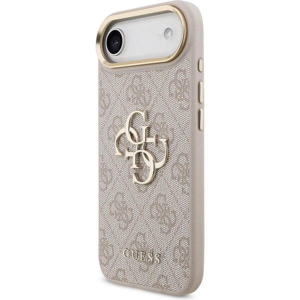 Guess-PU-Leather-4G-Metal-Logo-Gold-Frame-kryt-iPhone-Air-ruzovy