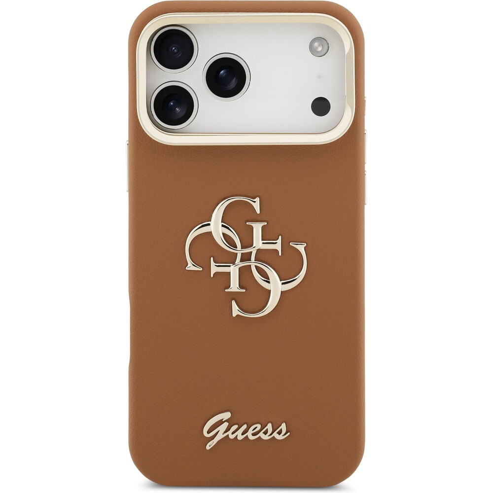 Guess-PU-Grained-4G-Logo-Stand-Camera-Frame-kryt-iPhone-17-Pro-Max-hnedy