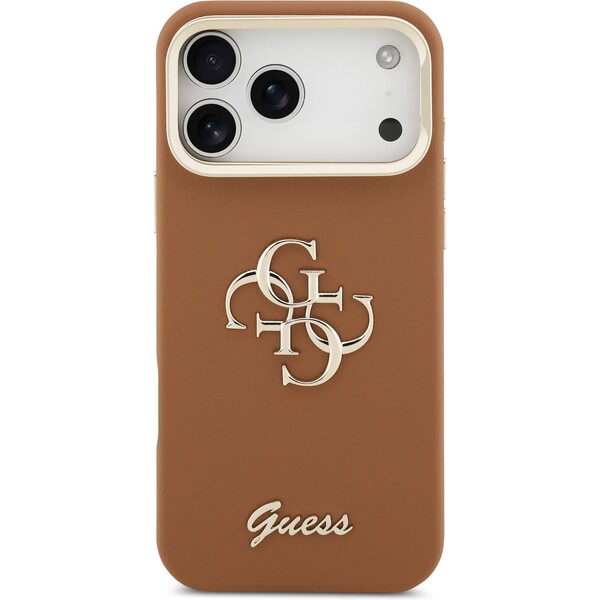 Guess-PU-Grained-4G-Logo-Stand-Camera-Frame-kryt-iPhone-17-Pro-Max-hnedy