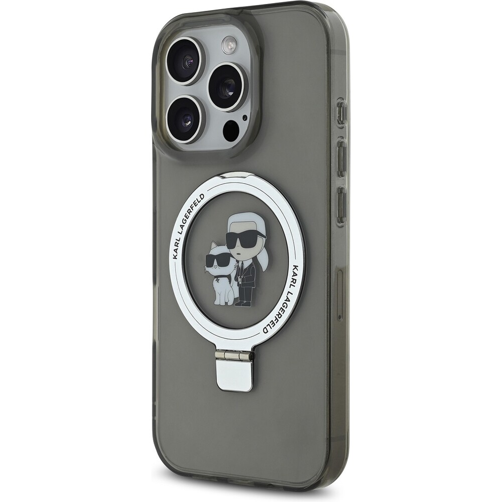 Karl-Lagerfeld-Ringstand-Karl-and-Choupette-MagSafe-kryt-pro-iPhone-16-Pro-Max-cerny