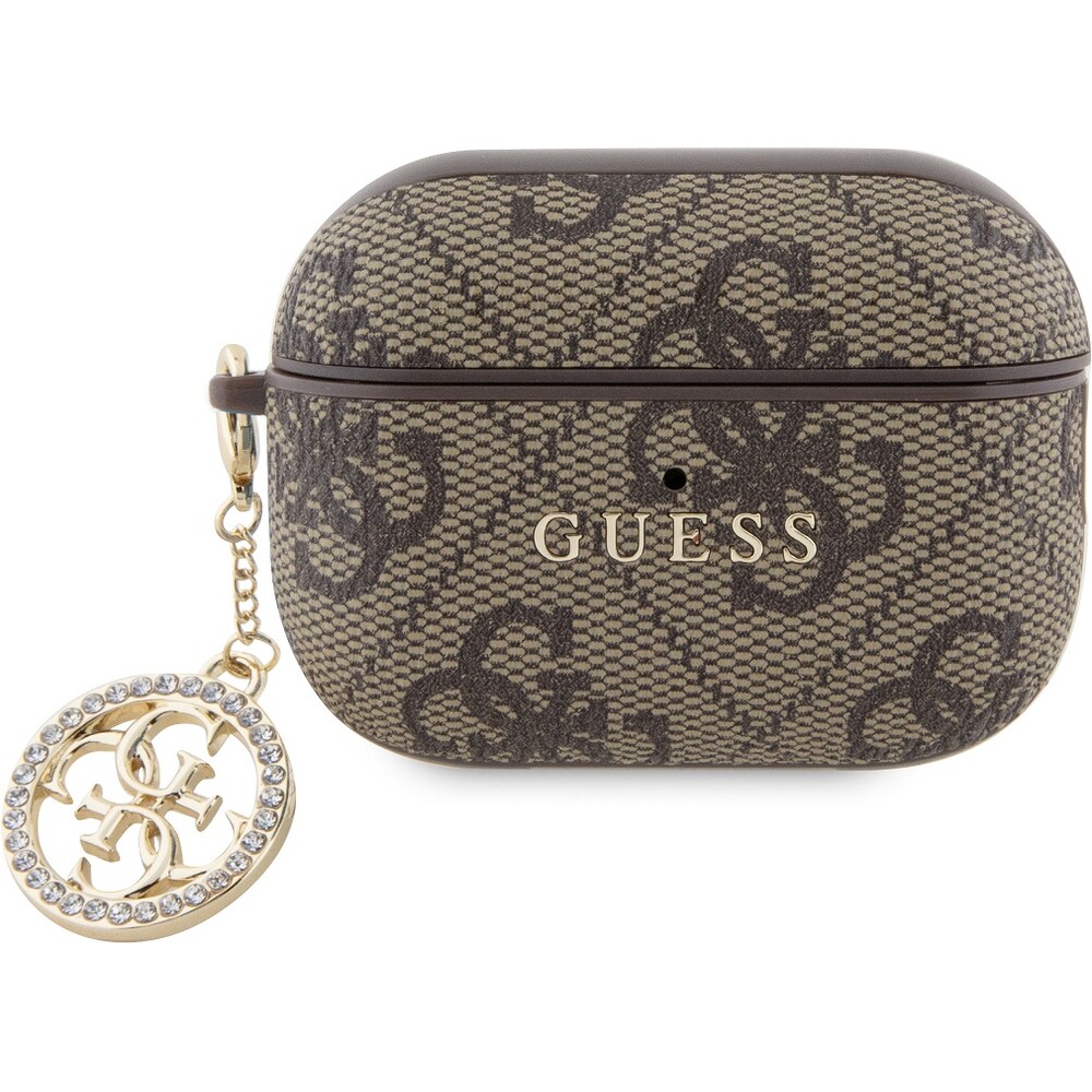 Guess-4G-Script-PC-PU-Charm-pouzdro-pro-AirPods-Pro-2-hnede