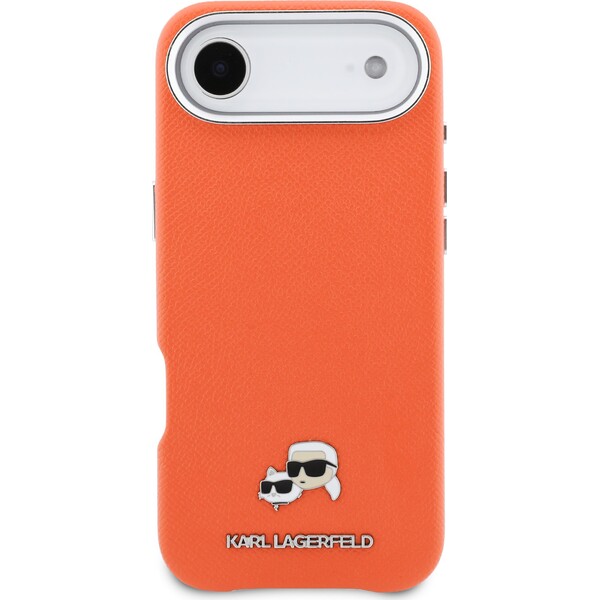 Karl-Lagerfeld-PU-Karl-and-Choupette-Heads-Pins-MagSafe-kryt-iPhone-Air-oranzovy
