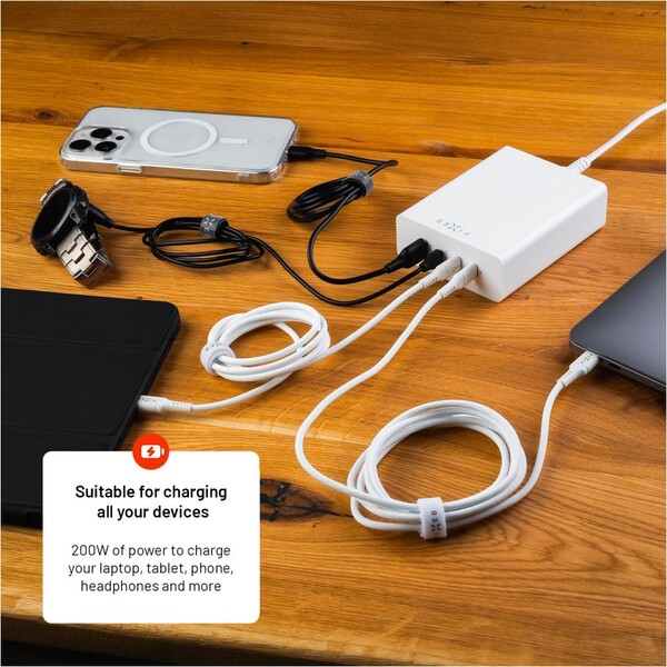 FIXED-Charging-Station-GaN-nabijeci-stanice-3x-USB-C-s-Power-Delivery-3-0-200W-bila