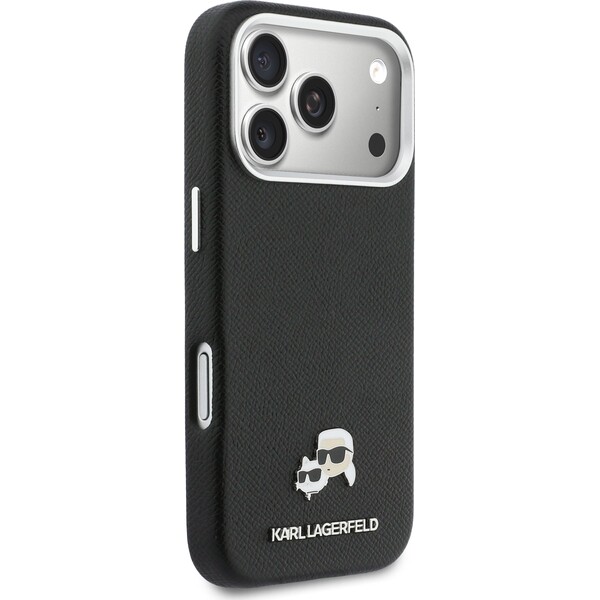 Karl-Lagerfeld-PU-Karl-and-Choupette-Heads-Pins-MagSafe-kryt-iPhone-17-Pro-cerny