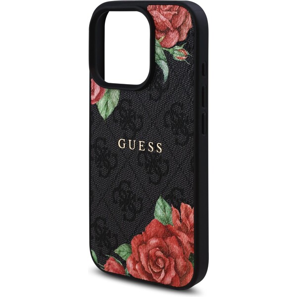 Guess-PU-Leather-4G-Roses-MagSafe-kryt-iPhone-16-Pro-cerny