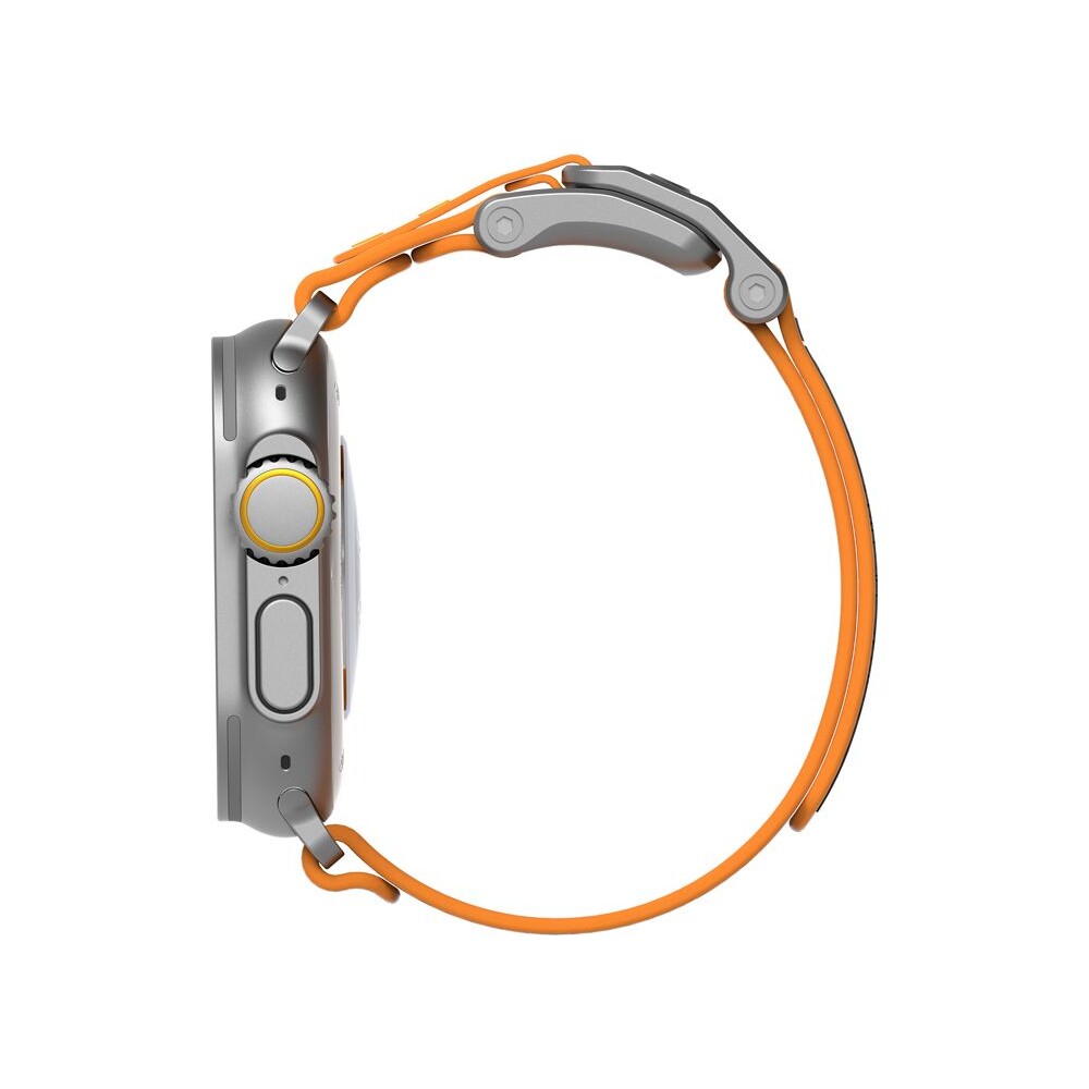 Aulumu-A11-Mag-Buckle-Slim-reminek-Apple-Watch-49-46-45-44-42mm-Silver-Buckle-Orange-Strap