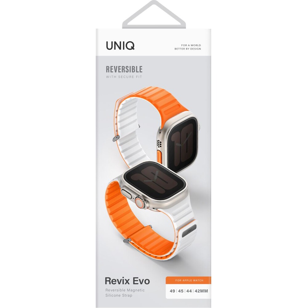 UNIQ-Revix-Evo-oboustranny-reminek-Apple-Watch-49-46-45-44-42mm-oranzovy-bily-