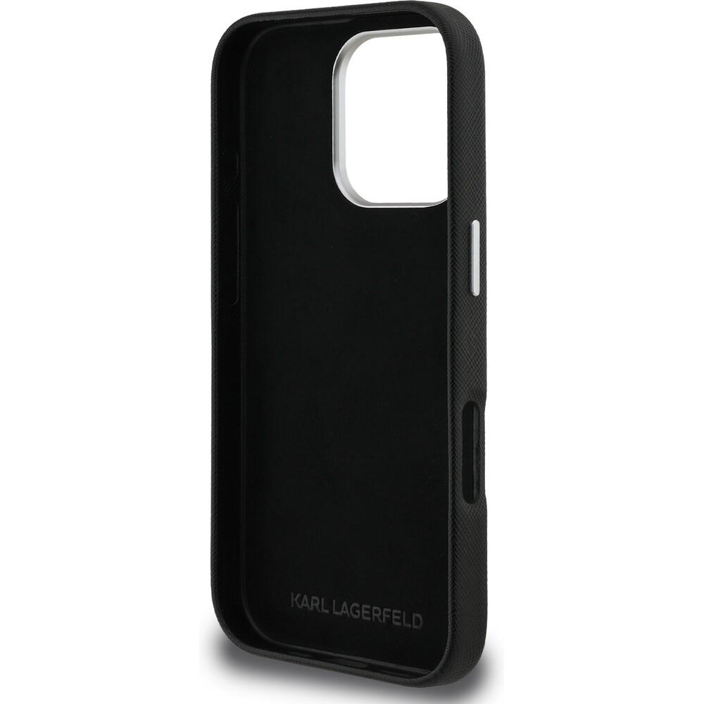 Karl-Lagerfeld-Grained-PU-K-CH-Heads-kryt-iPhone-16-Pro-Max-cerny