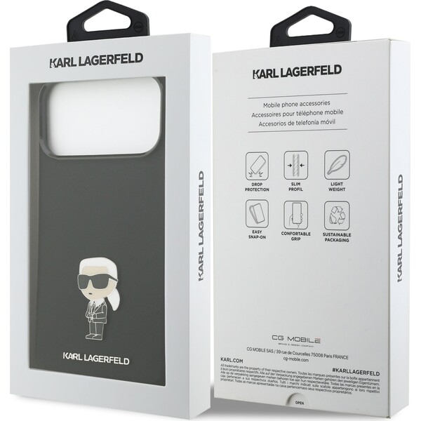 Karl-Lagerfeld-Liquid-Silicone-Metal-Ikonik-kryt-iPhone-17-Pro-Max-cerny