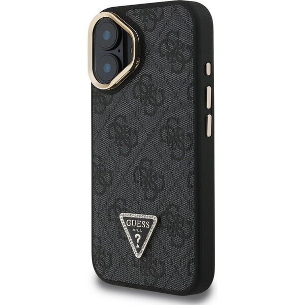 Guess-PU-4G-Strass-Triangle-Logo-Stand-Camera-Frame-MagSafe-kryt-iPhone-16-cerny