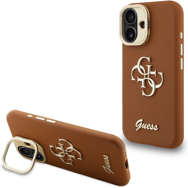 Guess-PU-Grained-4G-Logo-Stand-Camera-Frame-kryt-iPhone-16-hnedy