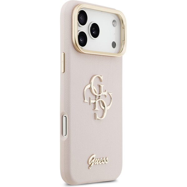 Guess-PU-Grained-4G-Logo-Stand-Camera-Frame-kryt-iPhone-17-Pro-Max-ruzovy