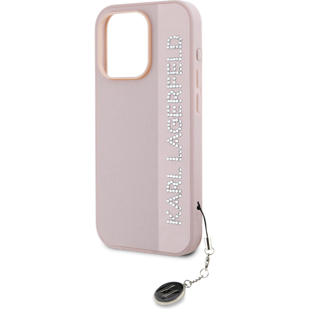 Karl-Lagerfeld-PU-Saffiano-Rhinestone-Charm-zadni-kryt-iPhone-15-Pro-Max-ruzovy