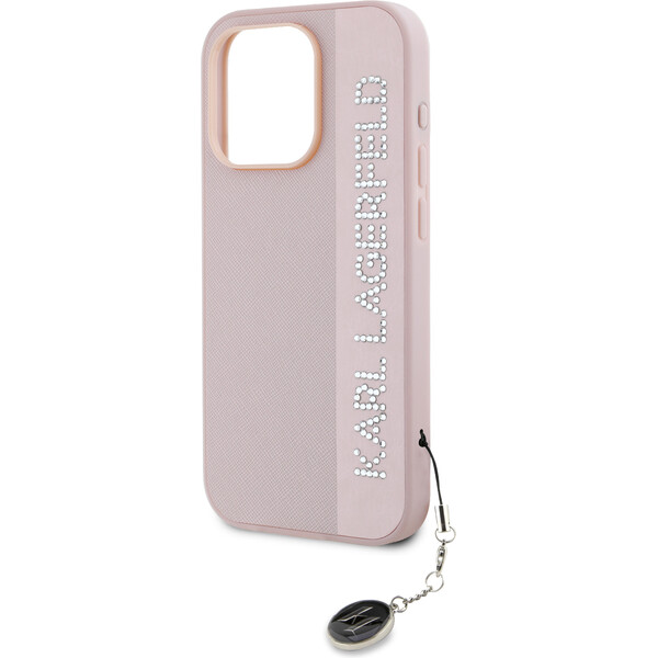Karl-Lagerfeld-PU-Saffiano-Rhinestone-Charm-zadni-kryt-iPhone-15-Pro-Max-ruzovy