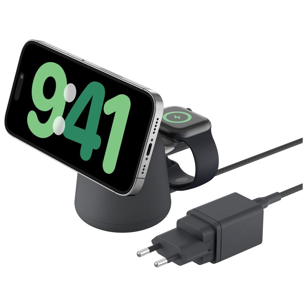 Belkin-BOOST-CHARGE-PRO-Qi2-15W-2v1-Nabijeci-MagSafe-stojanek-pro-iPhone-Apple-Watch-AirPods-tmave-
