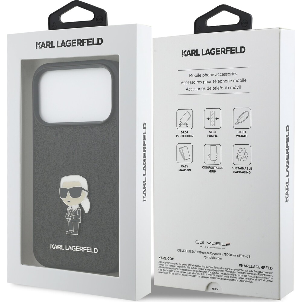 Karl-Lagerfeld-Fixed-Glitter-Metal-Ikonik-kryt-iPhone-17-Pro-cerny