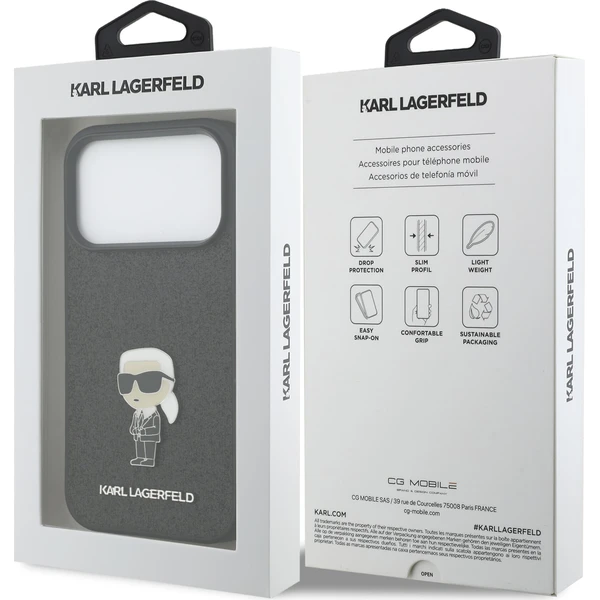 Karl-Lagerfeld-Fixed-Glitter-Metal-Ikonik-kryt-iPhone-17-Pro-cerny