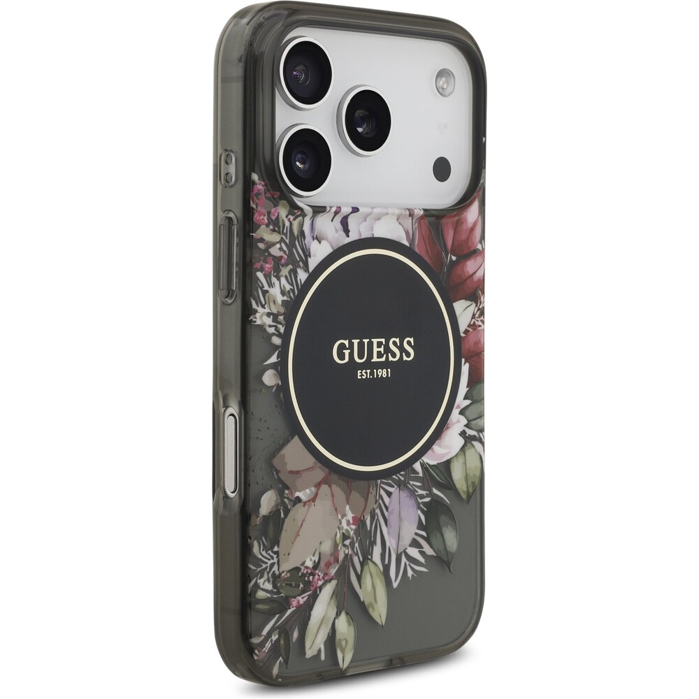 Guess-IML-Flowers-Strap-MagSafe-kryt-iPhone-17-Pro-cerny