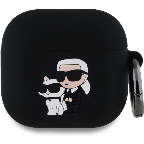 Karl-Lagerfeld-3D-Logo-NFT-Karl-and-Choupette-silikonove-pouzdro-AirPods-4-cerne