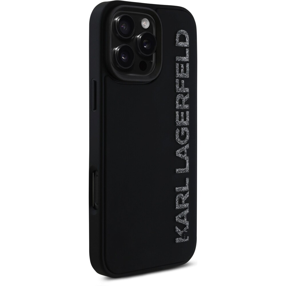 Karl-Lagerfeld-3D-Rubber-Glitter-Logo-kryt-iPhone-16-Pro-cerny