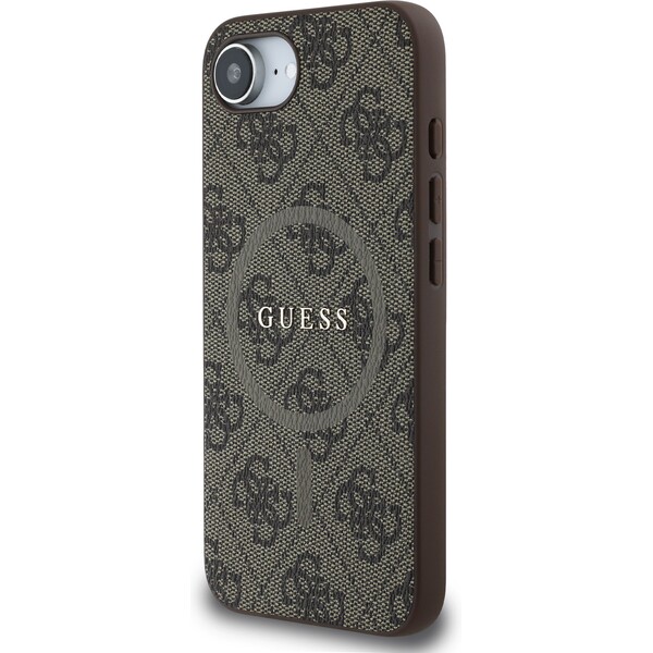 Guess-PU-Leather-4G-Colored-Ring-MagSafe-kryt-iPhone-17e-16e-hnedy