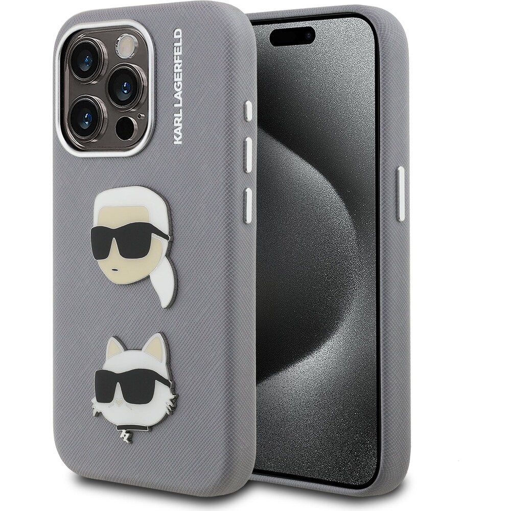 Karl-Lagerfeld-Grained-PU-K-CH-Heads-kryt-iPhone-15-Pro-Max-sedy