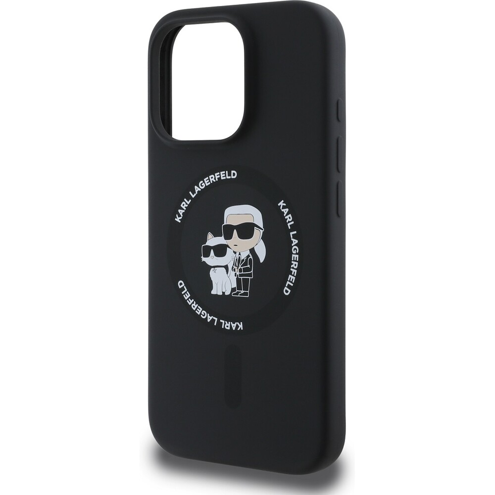 Karl-Lagerfeld-Liquid-Silicone-Karl-and-Choupette-MagSafe-kryt-iPhone-16-Pro-cerny