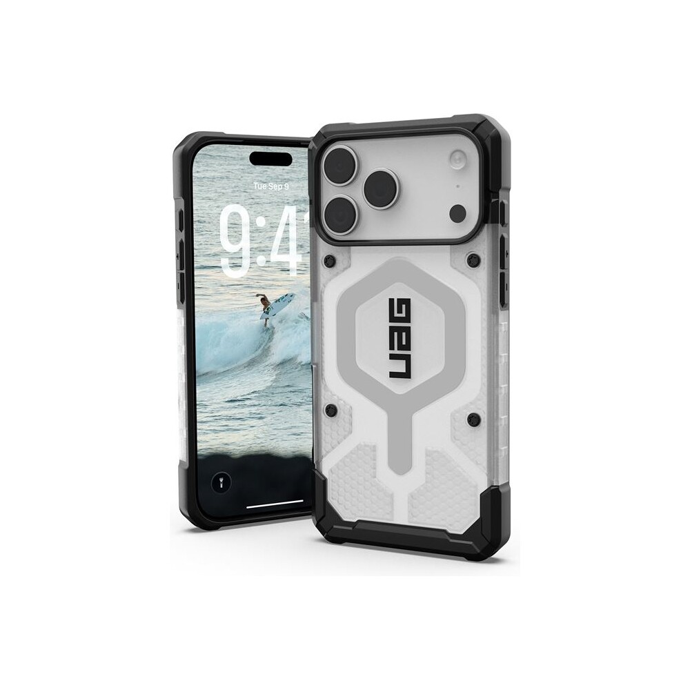 UAG-Pathfinder-Clear-Magsafe-kryt-iPhone-17-Pro-Max-ciry-stribrny